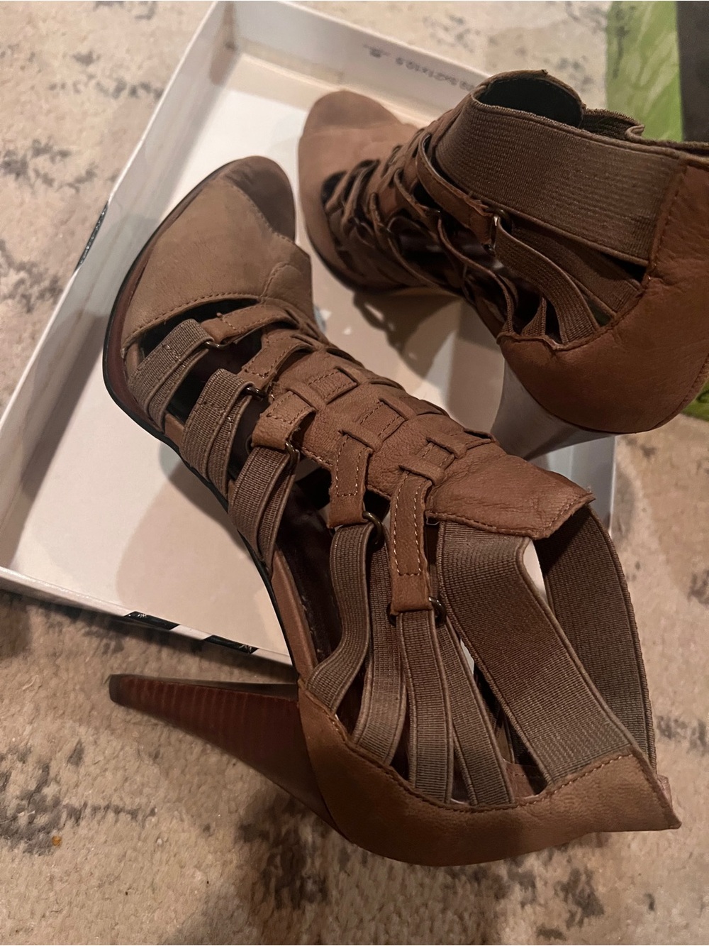 Nine West Brown Strappy High Heel Sandals
